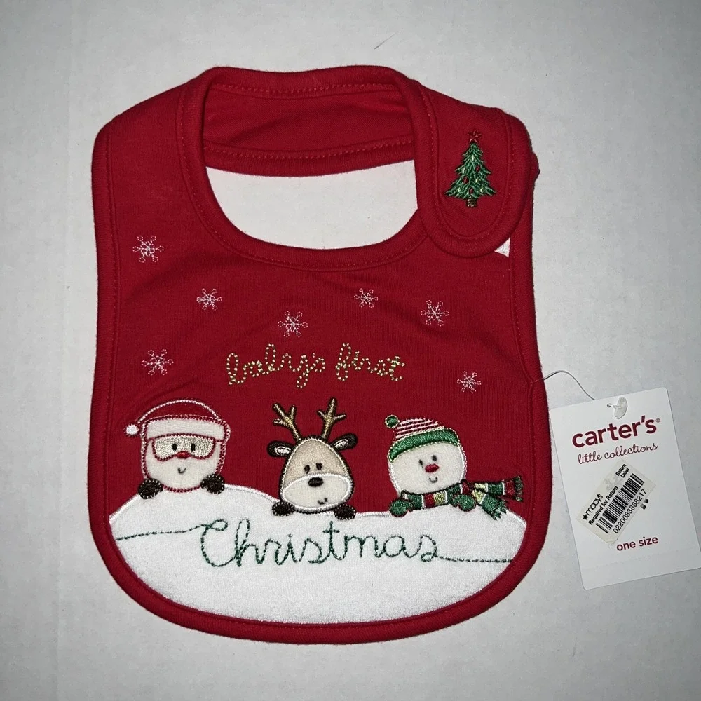 NWT Carters Baby wiggle in Bodysuit &‎ My First Christmas Bib Gift Set 3 Months